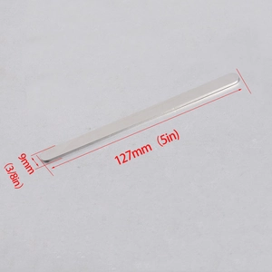 Detailed view of silver stainless steel metal bar with 127mm by 9mm size dimensions