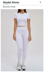 Detailed full-body view of the light purple high-waisted yoga set for fitness and running