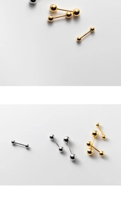 Macro d'oreilles minimalistes en argent s925 avec design poli à double boule ronde