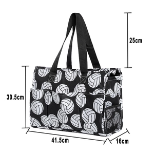 Dimensioni dettagliate per la borsa shopper in tela con motivo di pallavolo