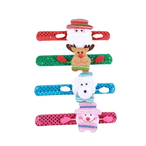 Christmas glowing snap bracelets set with sequins and Santa, Reindeer, Bear, Snowman