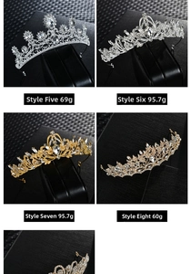 Detail view of bridal crowns in silver and gold alloy with sparkling crystals