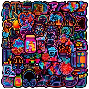 Neon Style Waterproof Vinyl Stickers Laptop Water Bottle Decor Graffiti Decals Cyberpunk Aesthetic Trendy Cartoon