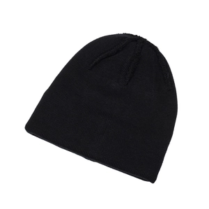 Minimalist black knitted winter beanie for men with thermal fleece lining for outdoor skiing