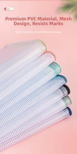 Detail of multi-color PVC mesh zipper bags showing flexible and crease-resistant texture
