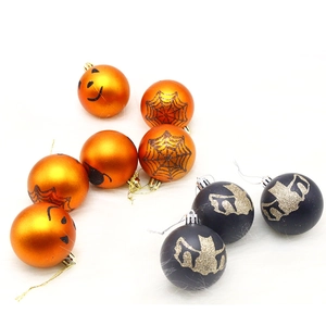 12-piece Halloween decorative balls with pumpkin face and bat patterns for holiday decor