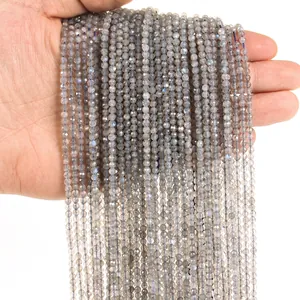 3mm faceted natural grey labradorite beads with blue flash for DIY jewelry making