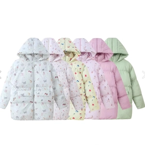 Women Vintage Floral Hooded Padded Jacket Mid-Length Winter Warm Quilted Coat Zip Up Outerwear Cotton Polyester