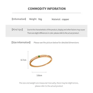 Size chart showing 18K gold plated copper bangle dimensions 5.8cm by 6.7cm and 16g weight
