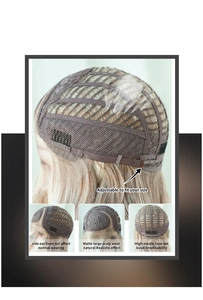 Detail of breathable rose net wig cap with adjustable straps and natural scalp effect