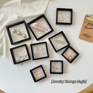 Transparent black PE film suspension jewelry display boxes for rings and earrings