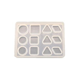 Molde de silicona transparente con 12 cavidades geométricas para colgantes de resina