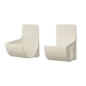 Set of 2 minimalist white plastic wall-mount storage brackets for kitchen and home