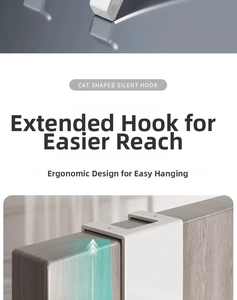 Close-up of extended white metal over-door hook for thick cabinets and doors