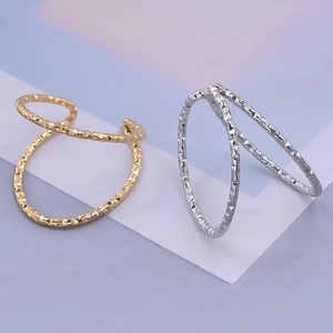 Minimalist 304 stainless steel open ring with textured geometric finish in gold and silver