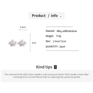 Detailed product info for pearl flower earrings with S925 silver needle specifications