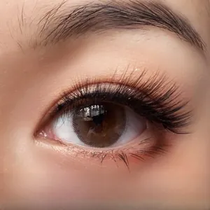 Macro shot of 5-magnet false eyelashes showing natural curl and dense texture on eye