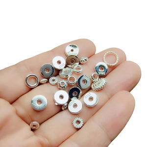 Polished S925 sterling silver beads in various sizes for DIY bracelet jewelry making