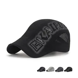 Men Flat Cap Quick Dry Breathable Laser Cut Mesh Ivy Hat Summer Outdoor Sun Protection Casual Adjustable Driving Cap