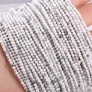 Natural white stone beads with grey veins for DIY jewelry making and bead craft projects