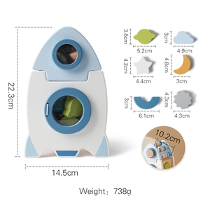 Detailed dimensions and weight of the wooden rocket stacking toy set for early education