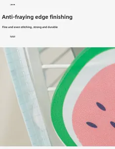 Macro shot of durable edge stitching on a pink watermelon print electric fan cover