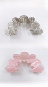 S-shaped acrylic hair claw clips featuring elegant marble and ink texture patterns