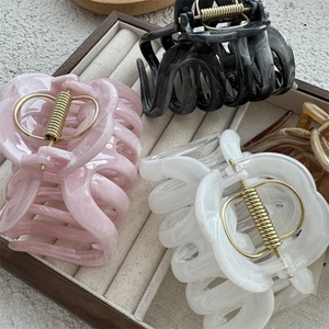 Ink pattern marble hair claw clips set of 4 in pink black white and amber colors