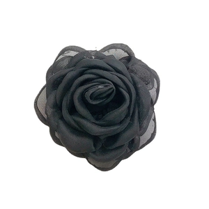 Elegant handmade black lace rose flower craft accessory for DIY phone cases and shoes