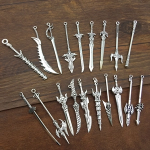 Antique Silver Alloy Sword Charms Weapon Pendants For Jewelry Making DIY Accessories Retro Fantasy Medieval Style