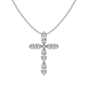 Exquisito collar de cruz en plata de ley S925 con brillantes piedras de circonita