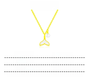 Detailed specs of titanium steel fishtail necklace with white pearl and 40cm chain