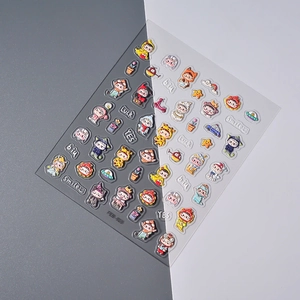 Détail d'autocollants de dessin animé en relief 3D pour le nail art et la décoration