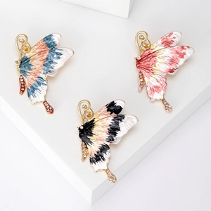 Elegant Alloy Butterfly Brooch For Women With Enamel Painting And Rhinestones Fashion Brooch Pins For Suits Coats Scarf Accessory