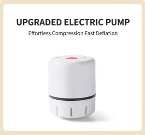 Detailed view of a compact white electric vacuum pump for clothes storage bags