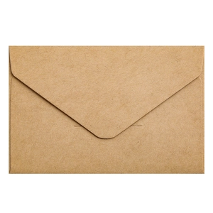 Vintage mini square kraft paper envelope with classic triangular flap on white background