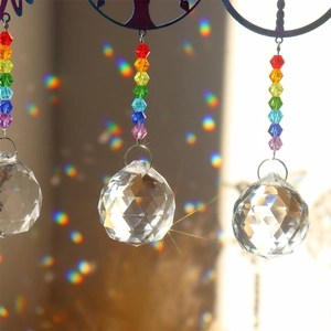 Vibrant animal crystal suncatcher with colorful beads and rainbow prism glass ball