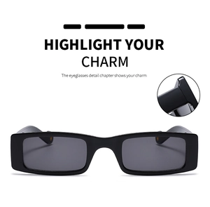 Detailed view of the durable metal hinges on these black rectangle narrow frame sunglasses