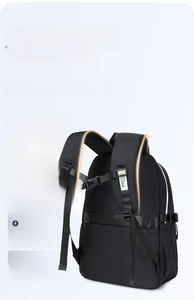 Ergonomic backpack back panel with S-shaped padded straps and spine support system