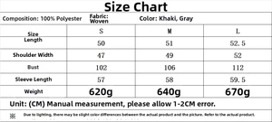 Size guide with measurements and material specifications for a women jacket with fur collar