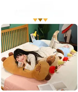 Detail showing the ultra-soft plush texture and fluffy filling of animal long pillows