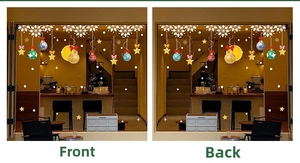 Detailed comparison of double-sided Christmas window stickers with festive ball ornaments