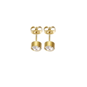 Boucles d'oreilles minimalistes en acier doré avec cristaux ronds transparents