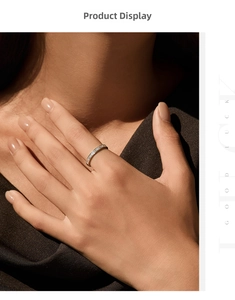 Baguette-cut Moissanite eternity ring in 925 sterling silver worn by model