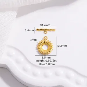 S925 silver sunflower shaped OT toggle clasp jewelry connector for necklaces and bracelets