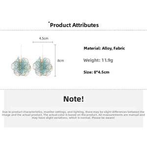 Spécifications de taille pour boucles d'oreilles fleurs bleu lac de 8x4,5 cm