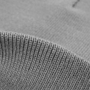 Thick double-layered ribbed knit beanie hat in heather grey for men and women