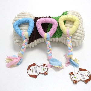 Jouets à mâcher tricolores pour animaux avec cordes en coton tressé pour les dents