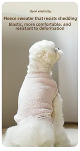 Detail of pink high-elastic pet sweater showing fuzzy texture and non-shedding fabric