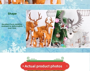Detailed view of lifelike Christmas reindeer statues in various colors for festive decor